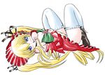  blonde_hair finger_licking imai_kazunari licking long_hair rozen_maiden shinku shoes solo thighhighs 