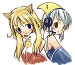  :o artist_request blonde_hair blue_eyes blush brown_eyes detached_sleeves firefox fox_tail headphones headset looking_at_viewer lowres multiple_girls os-tan parted_lips personification short_hair sidelocks simple_background smile tail thunderbird white_background 