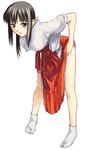  bent_over hakama japanese_clothes leaning_forward miko original red_hakama skirt skirt_lift solo tabi tanaka_shoutarou 