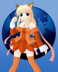  animal_ears artist_request bare_shoulders blonde_hair blue_eyes detached_sleeves firefox fox_ears frills long_hair long_sleeves looking_at_viewer os-tan personification ribbon smile solo thighhighs zettai_ryouiki 