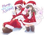  christmas eyepatch multiple_girls pointy_ears ragnarok_online santa_costume thighhighs yukian 