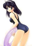  ass black_eyes black_hair hairband innertube long_hair one-piece_swimsuit original school_swimsuit solo swimsuit uchiu_kazuma 