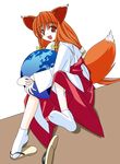  absurdres animal_ears artist_request firefox fox_ears fox_tail full_body giantess hakama highres japanese_clothes long_sleeves miko os-tan personification red_hakama shoes single_shoe solo tail transparent_background 