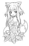  animal_ears arms_behind_back artist_request detached_sleeves firefox fox_ears fox_tail greyscale looking_at_viewer monochrome os-tan personification short_hair sidelocks simple_background sketch sleeveless smile solo tail 