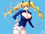  akai_ibara blonde_hair blush breasts cameltoe cleavage cleavage_cutout cohagen_nanaho covered_nipples gymnastics hair_ornament hair_ribbon huge_breasts long_hair long_sleeves low-tied_long_hair pink_eyes rhythmic_gymnastics ribbon ribbon_baton skin_tight smile solo spandex turtleneck twintails wallpaper zundarepon 