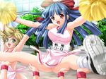  :d apron armpits arms_up bangs blonde_hair blue_hair blunt_bangs blush bouncing_breasts bow breasts building censored cheerleader covered_nipples day foreshortening game_cg green_eyes hadaka_apron_gakuen hair_between_eyes hair_bow happy hime_cut kazuma_muramasa large_breasts legs long_hair mosaic_censoring motion_blur multiple_girls naked_apron name_tag open_mouth outdoors outstretched_arms pom_poms public_nudity pussy red_eyes ribbon school shiny shiny_hair shirt shoe_soles shoes short_hair sideboob sidelocks smile sneakers socks split spread_arms spread_legs taut_clothes taut_shirt tree unaligned_breasts window wristband zuge_haruna 