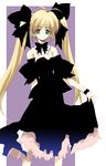  blonde_hair choker detached_sleeves gothic green_eyes long_hair nakamura_takeshi original ribbon solo twintails wristband 