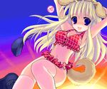  animal_ears arin artist_request bikini blonde_hair blue_eyes dog_ears oekaki pangya solo swimsuit tail tankini thighhighs 