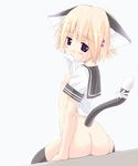  animal_ears ass blonde_hair cat_ears copyright_request flat_chest no_panties school_uniform shirt_lift solo togami_masaki 