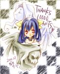  anger_vein artist_request asymmetrical_wings blue_hair blush_stickers chibi choker dizzy guilty_gear hits necro_(guilty_gear) red_eyes signature smile undine_(guilty_gear) wings 