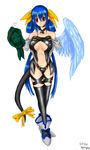  anger_vein artist_request asymmetrical_wings blue_hair dizzy guilty_gear necro_(guilty_gear) red_eyes ribbon solo tail tail_ribbon thighhighs wings 