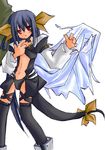  artist_request asymmetrical_wings blue_hair choker dizzy guilty_gear lowres multiple_girls red_eyes ribbon tail tail_ribbon thighhighs undine_(guilty_gear) wings 