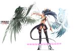  artist_request ass asymmetrical_wings blue_hair boots bow dizzy from_behind guilty_gear hair_bow hair_ribbon long_hair necro_(guilty_gear) ribbon skull solo tail thighhighs wings 