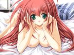  bed breasts game_cg large_breasts magical_premium mio_karen mitsuki_mantarou nipples solo 