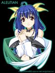  asymmetrical_wings bangs blue_hair dizzy guilty_gear long_sleeves lowres racco red_eyes solo wings 