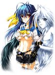  asymmetrical_wings blue_hair breasts dizzy guilty_gear hamu_(moeyobaka) large_breasts multiple_girls red_eyes underboob wings 