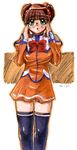  fujisawa_yayoi_(uchuu_no_stellvia) glasses long_sleeves orange_shirt school_uniform shirt skirt solo takenoko_seijin thighhighs uchuu_no_stellvia zettai_ryouiki 