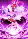  bow brown_hair duplicate energy_wings fingerless_gloves gloves hair_ribbon long_hair long_sleeves lyrical_nanoha magazine_(weapon) magic_circle magical_girl mahou_shoujo_lyrical_nanoha mahou_shoujo_lyrical_nanoha_a's purple_eyes raising_heart red_bow ribbon school_uniform solo takamachi_nanoha tom_(1art.) twintails watermark web_address white_devil wings 