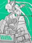  bodysuit character_name closed_mouth copyright_name expressionless green_background green_eyes hairband headgear in_container long_hair lowres monochrome outstretched_arm pygmalion shinrabanshou simple_background solo very_long_hair 