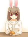  animal_ears bunny_ears food fruit holding holding_food holding_fruit jirou_(chekoro) long_sleeves mandarin_orange original solo 