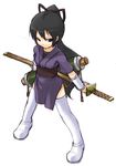  from_above japanese_clothes katana ninja original sheath sheathed shiratama_dango solo sword thighhighs weapon 