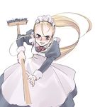  blonde_hair broom copyright_request long_hair long_sleeves maid ponytail solo torazou very_long_hair 