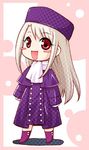  fate/stay_night fate_(series) hat illyasviel_von_einzbern long_hair long_sleeves lowres purple_hat red_eyes solo suzunoya 