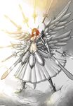  angry armor armored_dress breasts cleavage erza_scarlet fairy_tail gauntlets hair_over_one_eye highres large_breasts long_hair md5_mismatch midriff navel red_hair resized sbalac solo sword upscaled weapon 