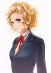  bad_id bad_pixiv_id blonde_hair blue_eyes curly_hair face looking_at_viewer metal_gear_(series) metal_gear_solid nose paz_ortega_andrade ribbon short_hair solo ueda_toraji white_background 