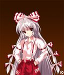  alphes_(style) bow fujiwara_no_mokou hair_bow hair_ornament kaoru_(gensou_yuugen-an) long_hair parody red_eyes silver_hair solo style_parody touhou very_long_hair 