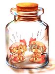  bottle chibi crying fang flandre_scarlet in_bottle in_container jar kneeling mika_(1020mk) multiple_girls remilia_scarlet siblings sisters tears touhou translated uu~ v_arms wavy_mouth 