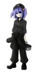  alternate_costume blue_eyes blue_hair full_body ghost_in_the_shell ghost_in_the_shell_stand_alone_complex hair_bobbles hair_ornament hat highres kawashiro_nitori key parody ryuu_(multitask) short_hair solo standing touhou transparent_background twintails two_side_up 