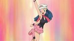  cap hikari_(pokemon) legs long_hair miniskirt nintendo pokemon skirt smile solo 