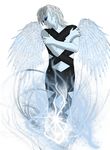  blue_skin demon eyes_closed fdq_(artist) male nail_polish original silver_hair wings 