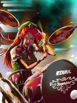  drum highres hong_meiling instrument long_hair nyararuto open_mouth solo touhou 