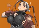  antenna_hair between_breasts blush breasts brown_eyes brown_hair face huge_breasts ibuki_(street_fighter) kunai ninja ponytail solo street_fighter street_fighter_iii_(series) tea_(nakenashi) weapon 