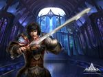  armor atlantica_online black_hair highres sword swordsman weapon 