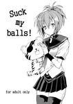  blackheart genderswap genderswap_(mtf) greyscale harakiri_tora kampfer monochrome school_uniform seitetsu_academy_uniform senou_natsuru serafuku short_ponytail skirt solo stuffed_animal stuffed_tiger stuffed_toy thighhighs tiger zettai_ryouiki 