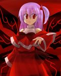  bare_shoulders kazami_ruku long_hair multiple_wings purple_hair red red_eyes shinki side_ponytail solo touhou wings 