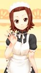  alternate_costume apron bad_id bad_pixiv_id brown_eyes brown_hair dress enmaided forehead highres k-on! maid maid_headdress nagian short_hair solo tainaka_ritsu 