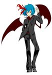  alternate_costume androgynous bad_id bad_pixiv_id bat_wings blue_hair formal ghost_in_the_shell ghost_in_the_shell_stand_alone_complex h-a-b_(psycho) highres necktie pant_suit parody red_eyes remilia_scarlet ribbon solo suit touhou wings 