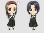  chibi isse long_sleeves maria-sama_ga_miteru mizuno_youko multiple_girls pleated_skirt school_uniform skirt torii_eriko 