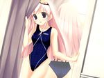  artist_request competition_swimsuit game_cg highleg highleg_swimsuit hitomi_yomi long_hair mirror one-piece_swimsuit pink_hair purple_eyes solo sukumizu_2 swimsuit 