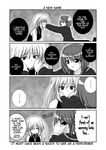  close-up closed_eyes comic english expressionless face greyscale hair_ornament hairclip hands_on_another's_cheeks hands_on_another's_face hard_translated long_sleeves lyrical_nanoha magical_girl mahou_shoujo_lyrical_nanoha mahou_shoujo_lyrical_nanoha_a's mikage_takashi monochrome multiple_girls reinforce sweatdrop translated wheelchair x_hair_ornament yagami_hayate 