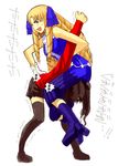  black_legwear blonde_hair drill_hair fate/hollow_ataraxia fate/stay_night fate_(series) luviagelita_edelfelt multiple_girls octopus_hold submission_hold thighhighs toosaka_rin wrestling yu_65026 