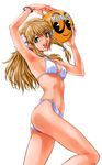  armpits artist_request azusagawa_tsukino ball bikini blonde_hair green_eyes long_hair ribbon solo swimsuit yakitate!!_japan 