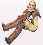  artist_request blonde_hair boots brown_footwear crossed_legs final_fantasy final_fantasy_xii official_art penelo sitting solo twintails 