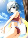  artist_request bikini blue_eyes day innertube seolla_schweizer short_hair solo super_robot_wars swimsuit 