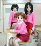  animegao azumanga_daiou cosplay kasuga_ayumu kigurumi long_sleeves mihama_chiyo multiple_girls photo pleated_skirt school_uniform short_twintails skirt takino_tomo twintails 