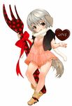  :q animal_ears blush boots chocolate chocolate_heart copyright_request dog_ears dog_tail dress full_body heart holding inuburo jacket open_clothes open_jacket oversized_object pink_dress pink_skirt scarf short_hair short_sleeves silver_hair simple_background skirt solo tail tongue tongue_out valentine white_background 